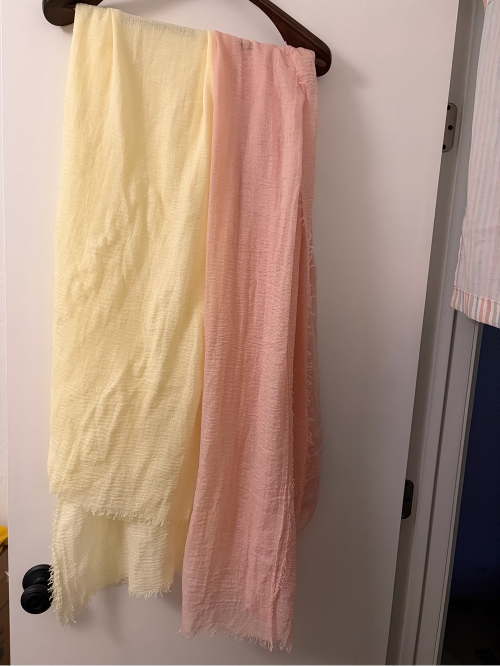 Light Yellow and Soft Pink Scarves